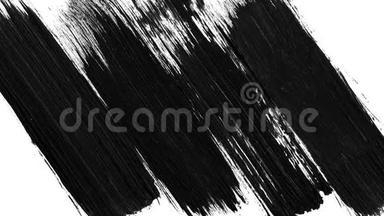 抽象油漆笔划黑白过渡背景，油漆飞溅动画